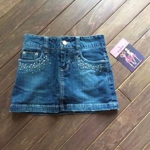 Rhinestone Embellished Jean Skirt with Shorts